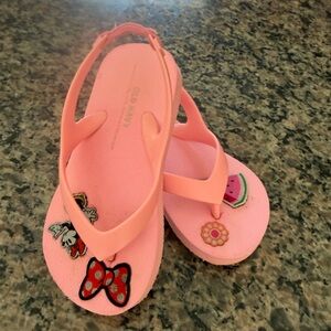Old Navy Kids Pink Flip Flops with Fun Patches